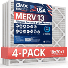 BNX TruFilter 18x20x1 MERV 13 Air Filter 4 Pack