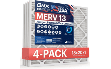 BNX TruFilter 18x20x1 MERV 13 Air Filter 4 Pack