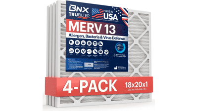 BNX TruFilter 18x20x1 MERV 13 Air Filter 4 Pack