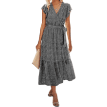 BTFBM Women's Casual Wrap V Neck Midi Dress