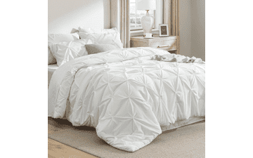 Bedsure Twin Comforter Set 5-Piece White Bedding