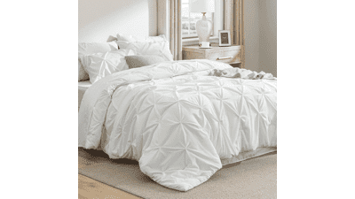 Bedsure Twin Comforter Set 5-Piece White Bedding