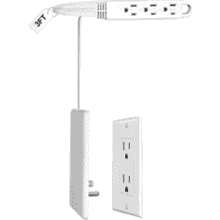 CABOCASA 3FT Flat Plug Extension Cord Power Strip