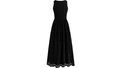 Dowerme Women Lace Cotton Maxi Dress