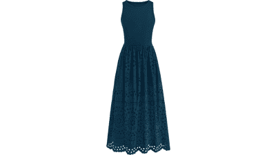 Dowerme Women's Lace Eyelet Maxi Dress