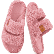 EverFoams Women's Fuzzy Open-Toe Slippers