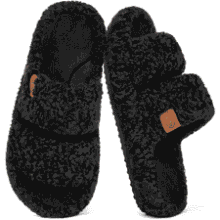 EverFoams Women's Fuzzy Open-Toe Slippers
