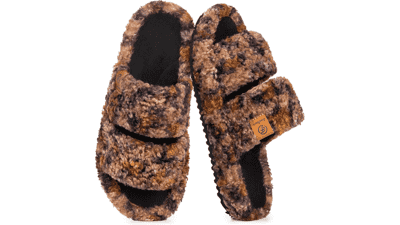 EverFoams Womens Fuzzy Open-Toe Slippers