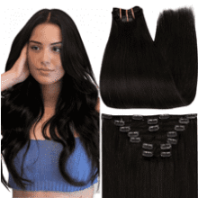 Full Shine Black Clip In Human Hair Extensions