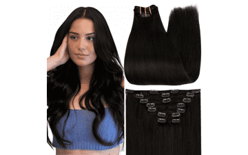 Full Shine Black Clip In Human Hair Extensions