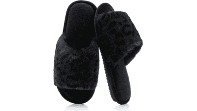 GOEWY Women's Fuzzy Memory Foam Slippers