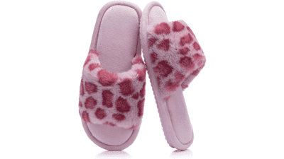 GOEWY Women's Fuzzy Open-Toe Slippers