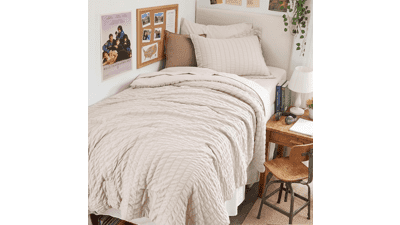 HYMOKEGE Beige Twin XL Comforter Set