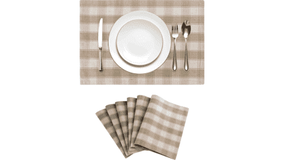 Home Brilliant Buffalo Plaid Placemats Set of 6