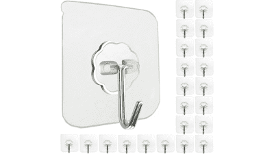 Jwxstore 24 Pack Adhesive Wall Hooks
