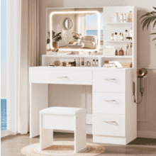 LIVELYGLOW White Makeup Vanity Desk