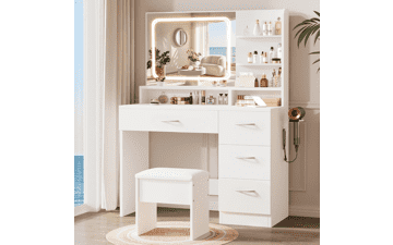 LIVELYGLOW White Makeup Vanity Desk