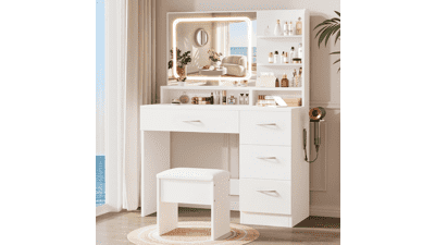LIVELYGLOW White Makeup Vanity Desk