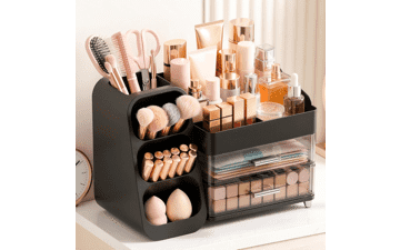 Large Capacity Makeup Organizer with Brush Holder