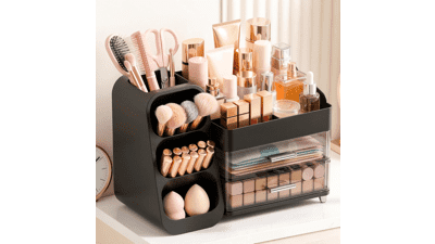 Large Capacity Makeup Organizer with Brush Holder