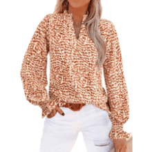 MASCOMODA Womens Boho Floral Chiffon Blouse