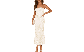 MEROKEETY Floral Maxi Dress