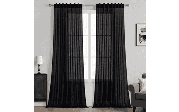 MIULEE Black Linen Curtains 84 Inch