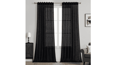 MIULEE Black Linen Curtains 84 Inch