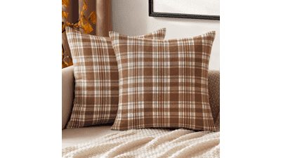 MIULEE Fall Plaid Pillow Covers 18x18