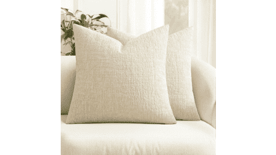 MIULEE Textured Chenille Pillow Covers 18x18 Beige