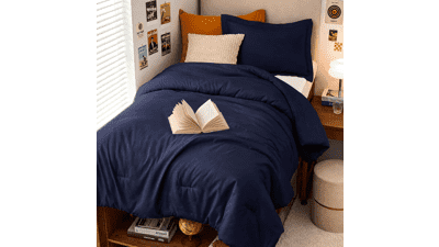 MUXHOMO Twin Comforter Set Navy Blue