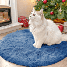 OLANLY Blue Round Rug 2 ft