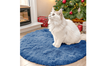OLANLY Blue Round Rug 2 ft