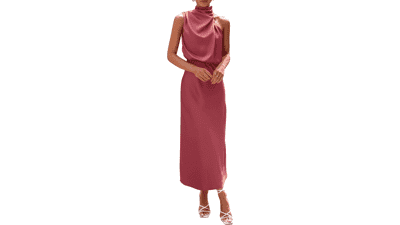 PRETTYGARDEN Women's Satin Maxi Dress