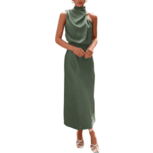 PRETTYGARDEN Women's Satin Maxi Dress