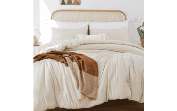 ROSGONIA Beige Twin Comforter Set