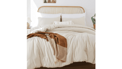 ROSGONIA Beige Twin Comforter Set