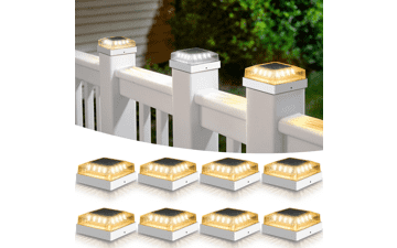 Solar Post Cap Lights for 4x4 Fence Posts, 8-Pack