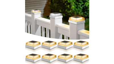 Solar Post Cap Lights for 4x4 Fence Posts, 8-Pack