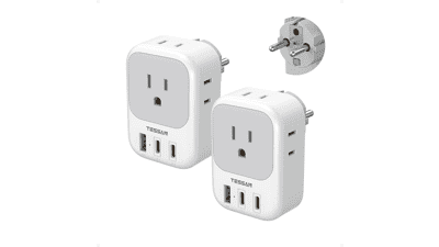 TESSAN Type E F Travel Plug Adapter 2 Pack
