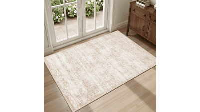 Washable 2x3 Area Rug Beige Brown