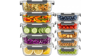 10 Sets Glass Food Storage Containers