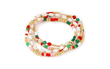 14K Gold Plated Pearl Cross Bracelet Set