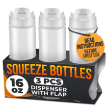 3 Pack 16 oz Inverted Condiment Squeeze Bottles