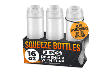 3 Pack 16 oz Inverted Condiment Squeeze Bottles
