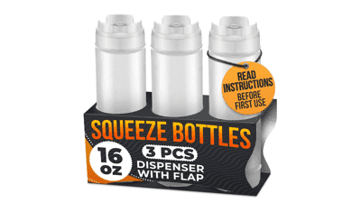 3 Pack 16 oz Inverted Condiment Squeeze Bottles