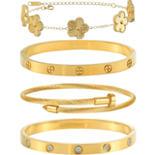4Pcs 18K Gold Plated Stackable Bracelets for Women