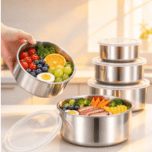 5 Pcs Stainless Steel Food Storage Containers