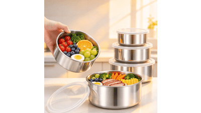 5 Pcs Stainless Steel Food Storage Containers