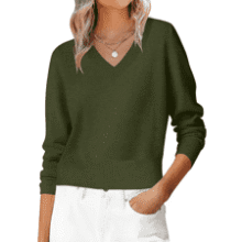 ANRABESS Women's V Neck Cropped Sweater
